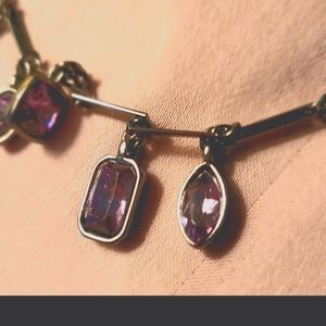 Vera Wang Necklace with black links and purple gems